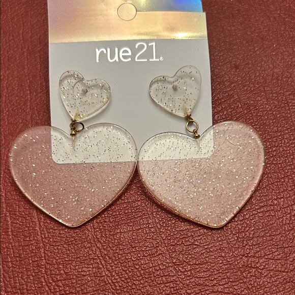 Rue21 Jewelry - Rue21 Sparkling Heart Earrings - Pink Glitter